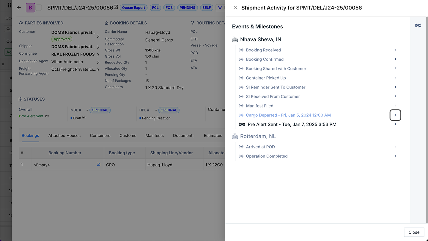 Shipmnts workflow and milestone management